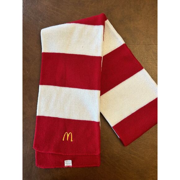 McDonald's Accessories - Vintage McDonald’s Golden Arches Long Scarf Red And White Striped Unisex